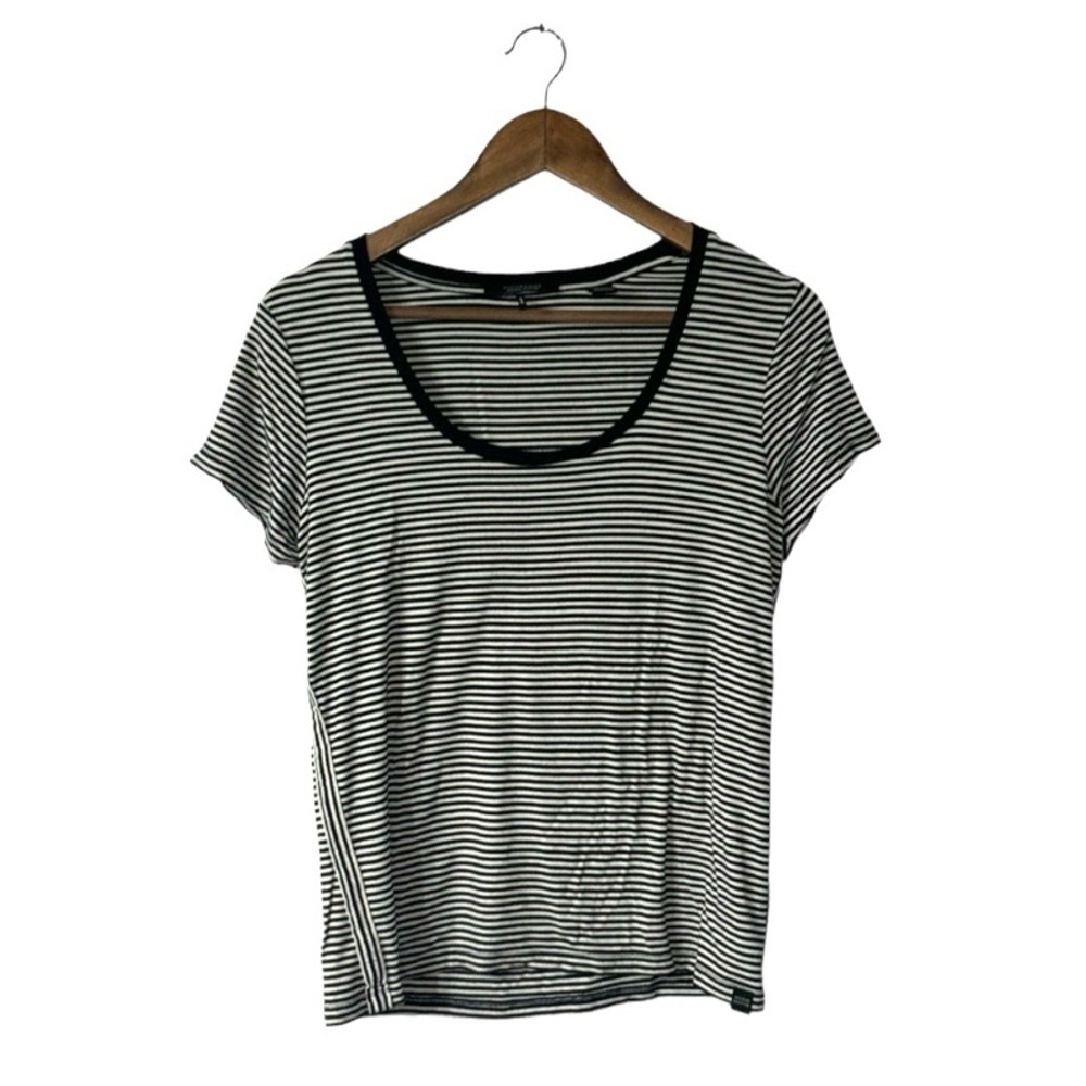 Scotch & Soda Sun-N-Sand Black White Stripe T-Shirt Short Sleeve Casual Medium